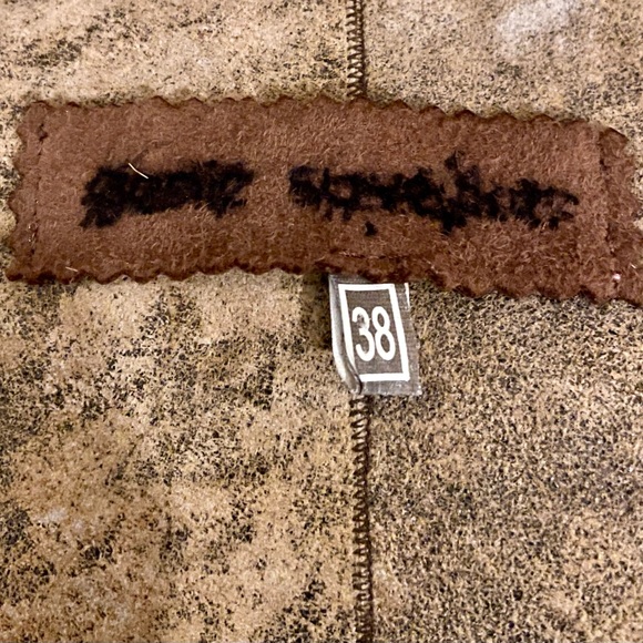 Unique 100% Genuine Leather & fur Embossed Croc Jacket Size 38 small brown tan - Picture 15 of 17